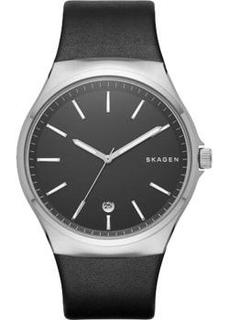 Швейцарские наручные мужские часы Skagen SKW6260. Коллекция Leather