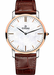 Швейцарские наручные мужские часы Titoni TQ-52918-SRGST587. Коллекция Slenderline