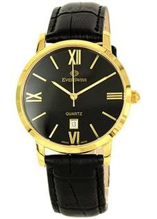 Швейцарские наручные мужские часы EverSwiss 9738-GLB. Коллекция Classic