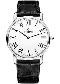 Швейцарские наручные мужские часы Titoni TQ-52918-S-ST-584. Коллекция Slenderline