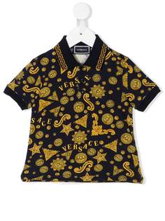 Versace Kids рубашка-поло с вышитым логотипом