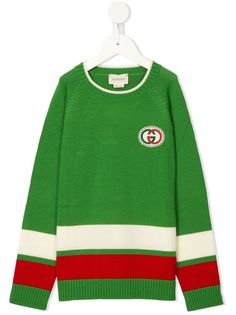 Gucci Kids джемпер с полосками и логотипом Interlocking G