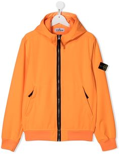 Stone Island Junior худи на молнии с нашивкой-логотипом