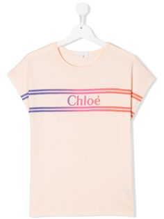 Chloé Kids футболка с короткими рукавами и градиентным логотипом