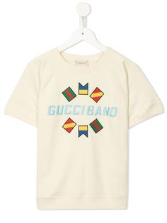 Gucci Kids толстовка с короткими рукавами и вышивкой Gucci Band