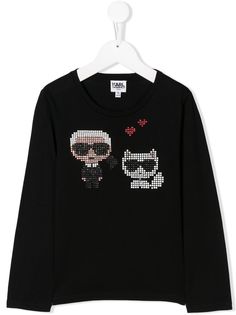 Karl Lagerfeld Kids декорированная футболка с длинными рукавами