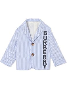 Burberry Kids полосатый блейзер из сирсакера с логотипом