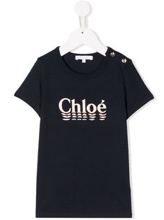 Chloé Kids футболка с пуговицами и логотипом