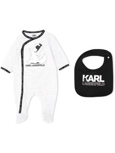 Karl Lagerfeld Kids комплект из комбинезона и нагрудника с принтом