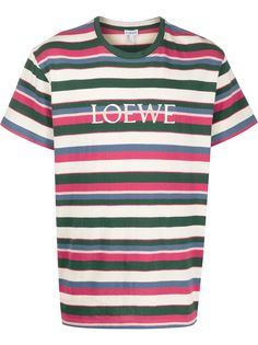 Loewe полосатая футболка с вышивкой