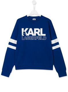 Karl Lagerfeld Kids толстовка с контрастными полосками на рукавах и логотипом