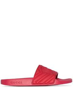 Gucci шлепанцы с тисненым логотипом