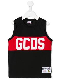 Gcds Kids sleeveless mesh logo print tank top