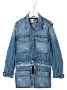 Diesel Kids джинсовая куртка с карманами и эффектом потертости
