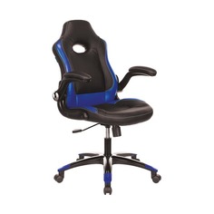 Кресло игровое ZOMBIE VIKING-1N, на колесиках, эко.кожа, синий/черный [viking-1n/bl-blue] Бюрократ