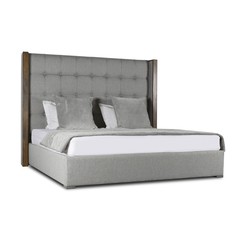 Кровать “berkley winged box tufted wood bed collection” 180*200 (idealbeds) серый 198x160x215 см.