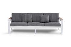 Трехместный диван из алюминия с подушками фореста (outdoor) серый 210x56x75 см.
