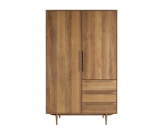 Двустворчатый шкаф с тремя ящиками bruni (etg-home) коричневый 120x195x55 см.