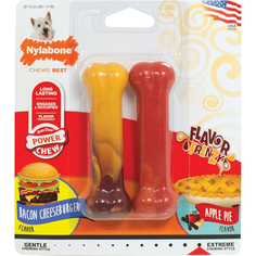 Игрушки для собак NYLABONE Косточки экстра жесткие с ароматами чизбургера и яблока S 2 шт