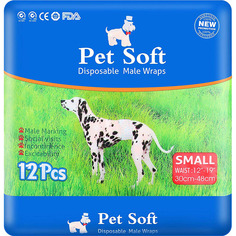 Пояса для кобелей Pet Soft Male Diaper Впитывающие Размер S 12 шт