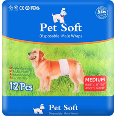 Пояса для кобелей Pet Soft Male Diaper Впитывающие Размер M 12 шт