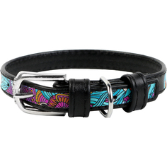 Ошейник для собак COLLAR Waudog с рисунком Лето 12 мм 19-25 см Черный