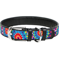 Ошейник для собак COLLAR Waudog с рисунком Цветы 15 мм 27-36 см Черный