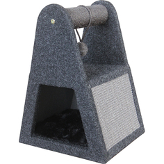 Дом-когтеточка для кошек Foxie С игрушкой сизаль 35x30x46 см серый
