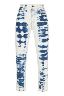 Сине-белые джинсы с принтом тай-дай Msgm