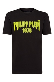 Черная футболка с перфорированной надписью Philipp Plein
