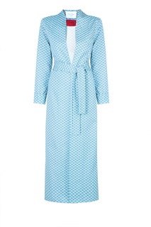 Хлопковый халат голубой с узором Izba Rouge
