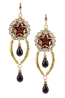 Серьги из латуни, агата и страз Swarovski Rushev