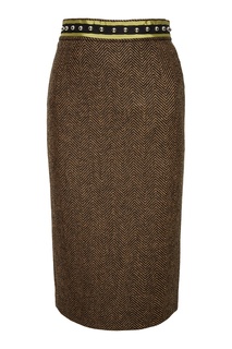 Шерстяная юбка коричневая Red Valentino