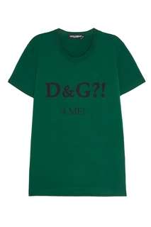 Зеленая футболка с надписью Dolce & Gabbana