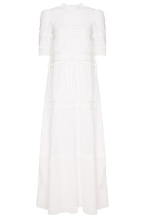 Белое хлопковое платье с драпировками Isabel Marant