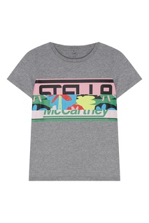 Серая футболка с яркими полосками Stella Mc Cartney Kids
