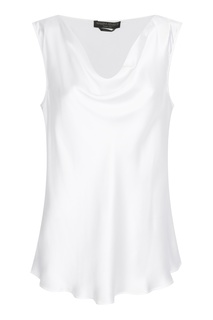 Белая шелковая блузка без рукавов Marina Rinaldi