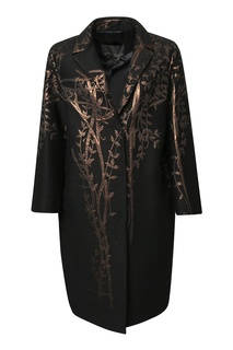 Черное пальто с контрастным узором Marina Rinaldi