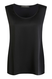 Черная атласная блузка без рукавов Marina Rinaldi