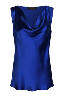 Синяя шелковая блузка без рукавов Marina Rinaldi