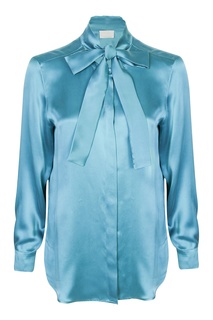 Лазурно-голубая блузка с воротником-аскот Marina Rinaldi