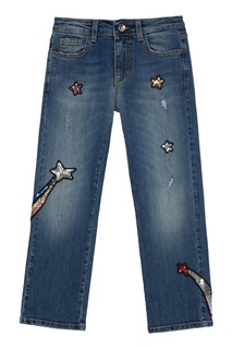 Синие джинсы с нашивками Msgm