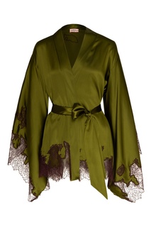 Зеленое кимоно из шелка и кружева Christi Agent Provocateur