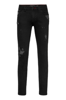 Черные джинсы с крупным принтом-черепом Philipp Plein