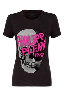 Черная футболка с черепом и логотипом Philipp Plein