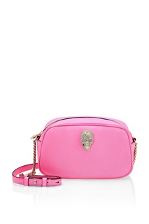 Розовая кожаная сумка с декором Philipp Plein