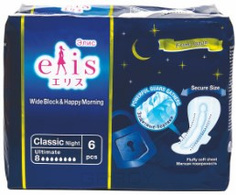 Elis, Женские гигиенические прокладки Wide Block & Happy Morning, ночные, с крылышками, 6 шт
