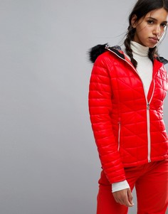 Дутая горнолыжная куртка с искусственным мехом на капюшоне Dare2be Endow-Красный