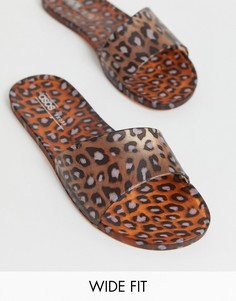 Шлепанцы для широкой стопы с леопардовым принтом ASOS DESIGN-Мульти