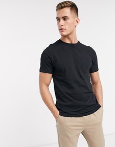 Черная базовая футболка с карманом Threadbare-Черный